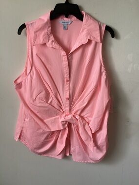 Nine West orange Sleeveless Tie-Front Blouse